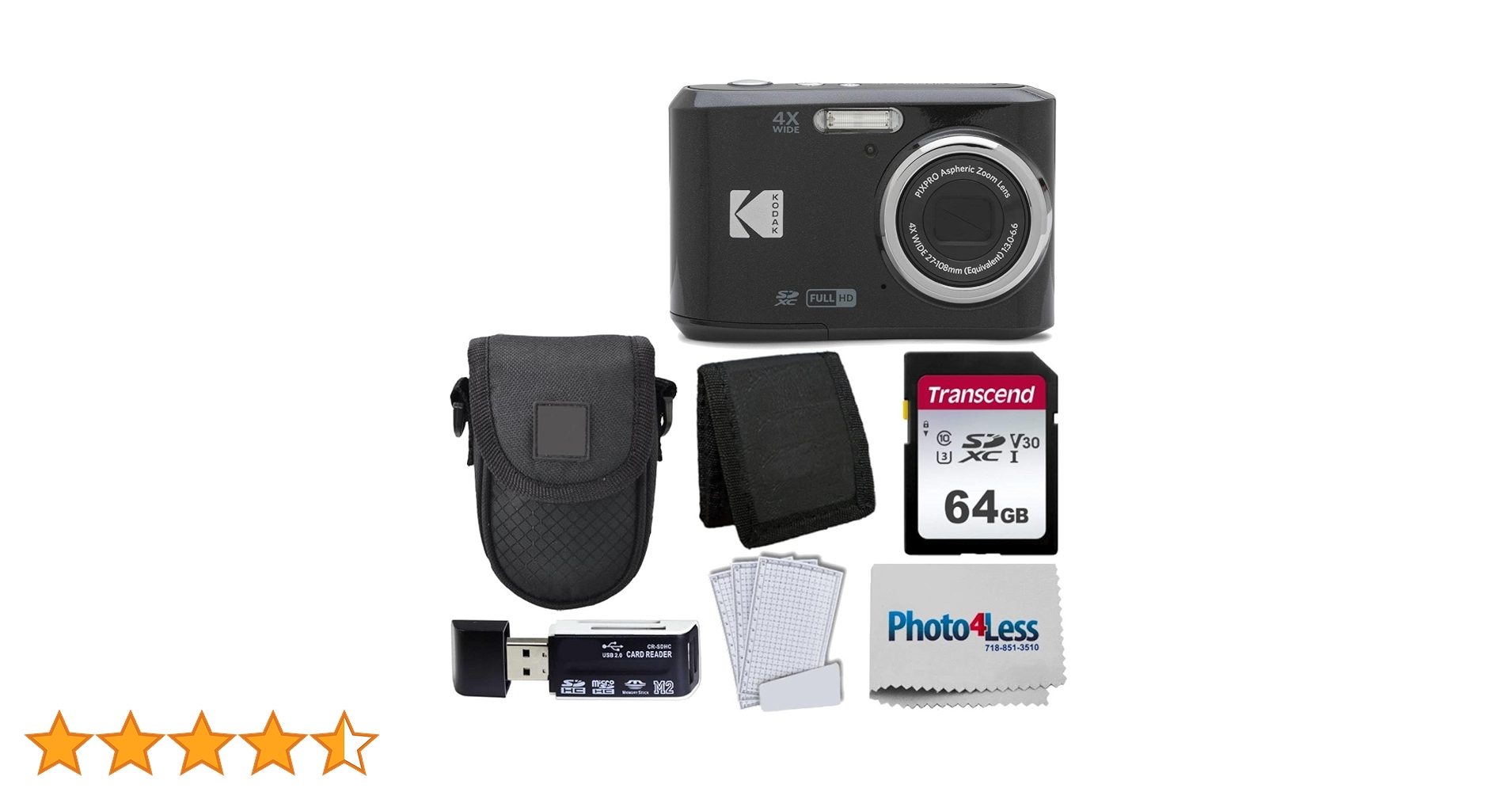 Amazon | Kodak PIXPRO FZ45 デジタルカメラセット ブラックポイント